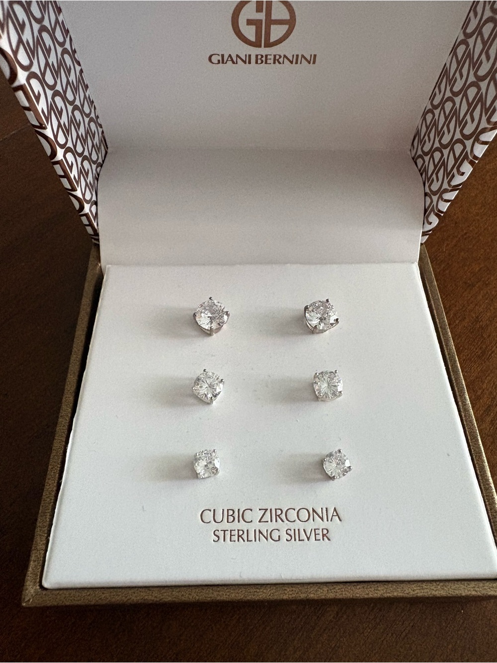 Giani Bernini Sterling Silver White Cubic Zirconia Stud Earring Set